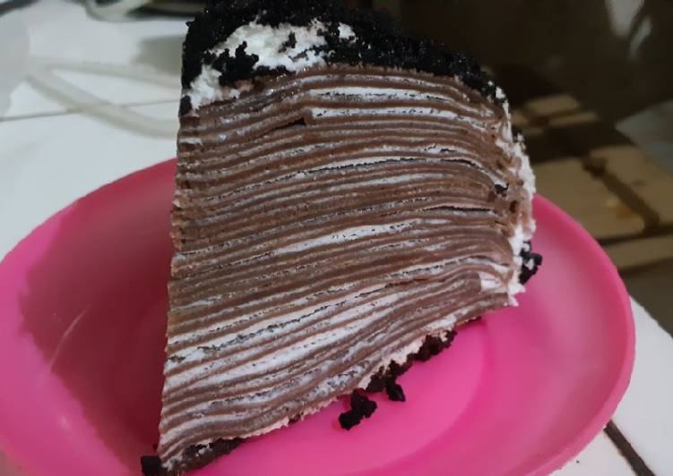 Bagaimana Membuat Oreo crepe cake yang Lezat