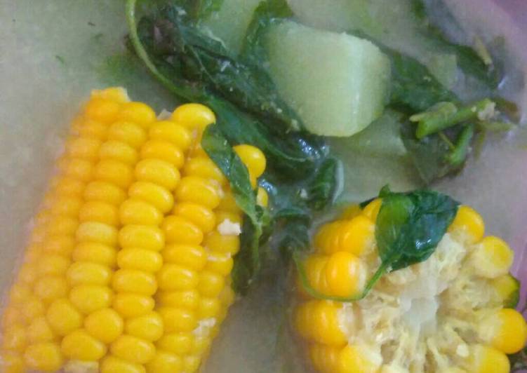 Resep Bobor bayam jagung manis Anti Gagal