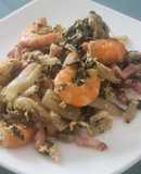 Revuelto de acelgas, langostinos y bacon (Nota 9)