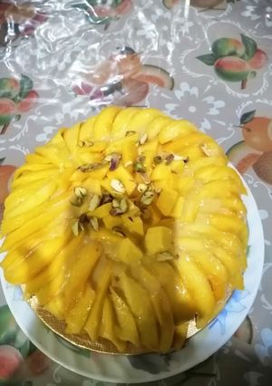 A picture of Mango tress-leches cake.