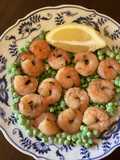 California Farm Tiger Shrimp with Peas in Ginger