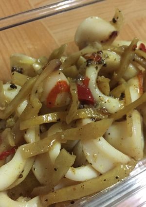 Hình của món Mực ống kho gừng.