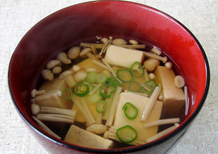 Easiest Way to Make Homemade Tofu &amp; Enoki Clear Soup