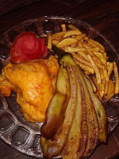 عکسی از دستور بادمجان سرخ کرده و مرغ