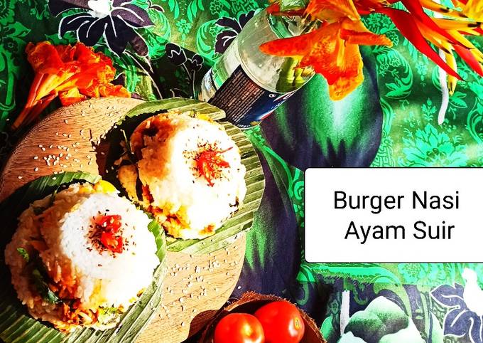 Resep Burger Nasi Ayam Suwir Rice Burger With Shreded Chicken Oleh