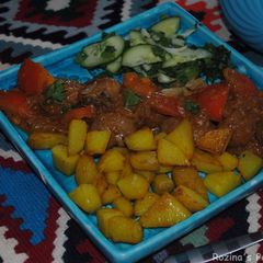 Persian lamb kidneys with tomato sauce A picture of Persian lamb kidneys with tomato sauce.