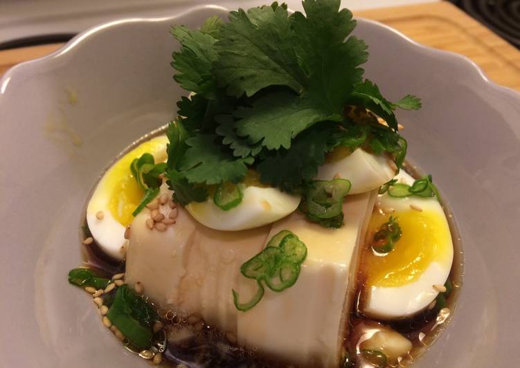 Steps to Make Perfect Silky tofu and half boiled egg with special sauce