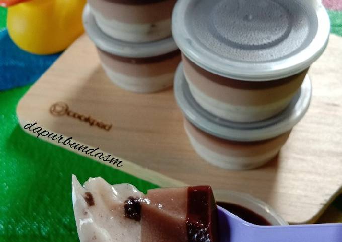 Puding lapis oreo milo coklat