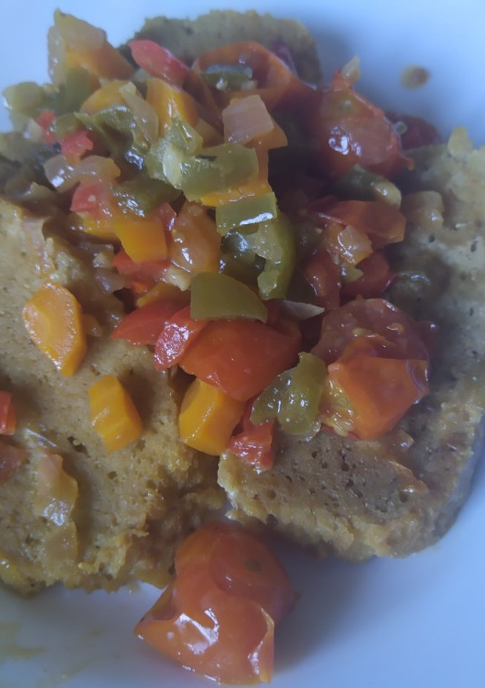 Una foto de Seitán con verduras