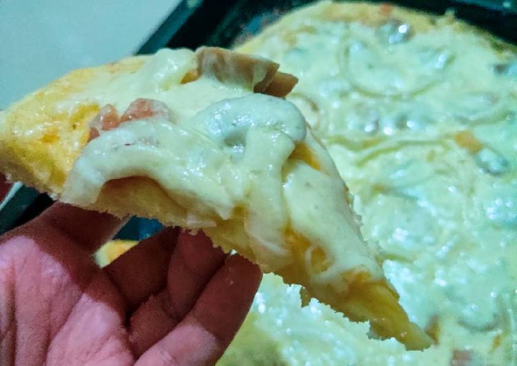 Cara Gampang Membuat Cheesy Pizza ala Ci yackikuka Anti Gagal