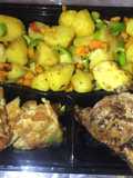 Stir fry potatoes,egg rolls&grilled chicken