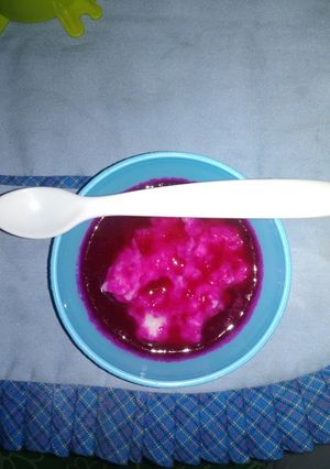 Foto resep MPASI 10M - Bubur Sumsum Saus Buah Naga