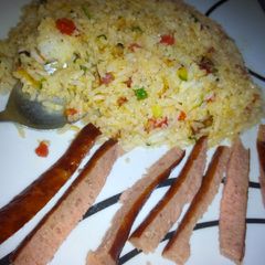 A picture of Vegetable rice with sausage strips #4WeeksChallenge.