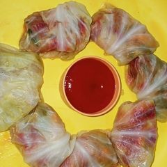 A picture of Steamed minced meat Cabbage Rolls.