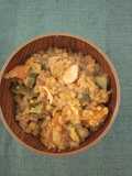 Lentejas rojas con pollo y calabaza