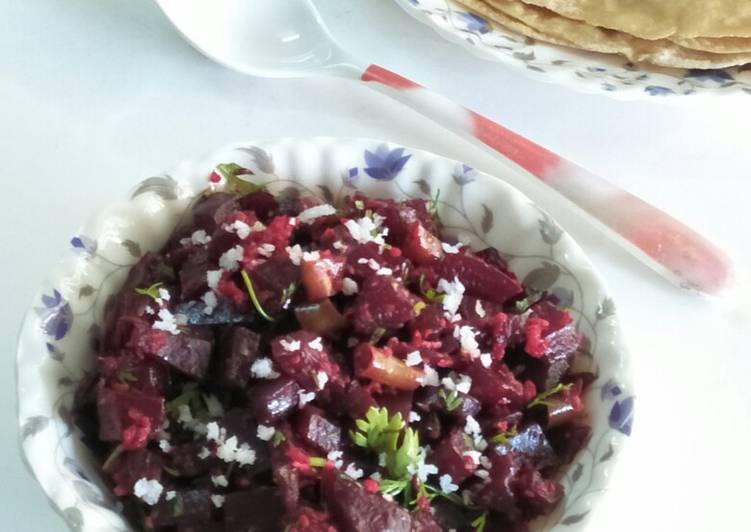 Recipe of Favorite Beetroot bhaaji (quick beetroot stir fry vegetable)