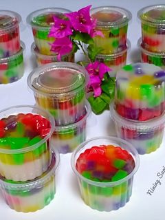 Foto resep Puding jelly susu mozaik rasa leci