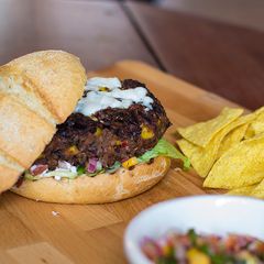 A picture of Bean "Salsa"tion Burger.