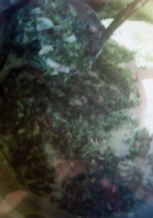A picture of Mrenda with spinach.