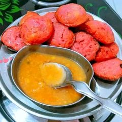 Beetroot and rice paniyaram A picture of Beetroot and rice paniyaram.