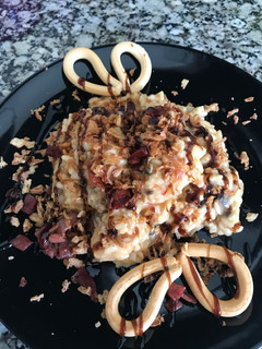 Una foto de Risotto de ceps y gambones