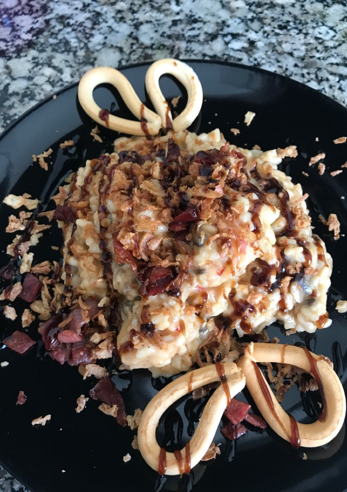 Una foto de Risotto de ceps y gambones