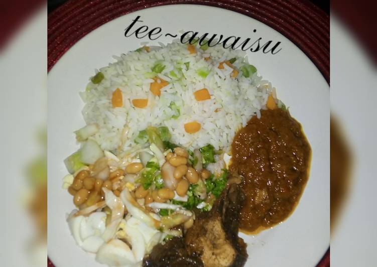 Easiest Way to Make Appetizing White rice,stew and salad