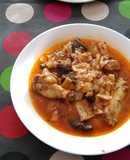 Gazpacho de pollo y Conejo con rebollones