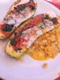 Zucchini Relleno Espinaca, Jamón y Queso