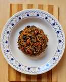 Arroz parbolizado (vaporizado) especiado y con hongos de pino 🍄🌲 Plato de arroz vegano y completo