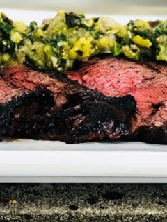 A picture of Honey Chipotle Wagyu Bavette Steak.
