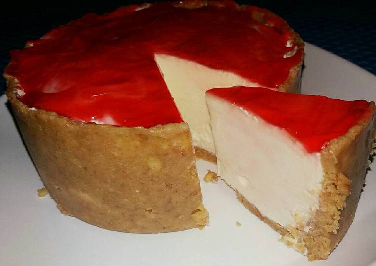 Bagaimana Menyiapkan Cheesecake strawberry tanpa panggang Anti Gagal