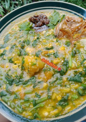 Foto resep Bubur Manado Sambal Roa, Pedasnya ngalahin mulut netijen 😈