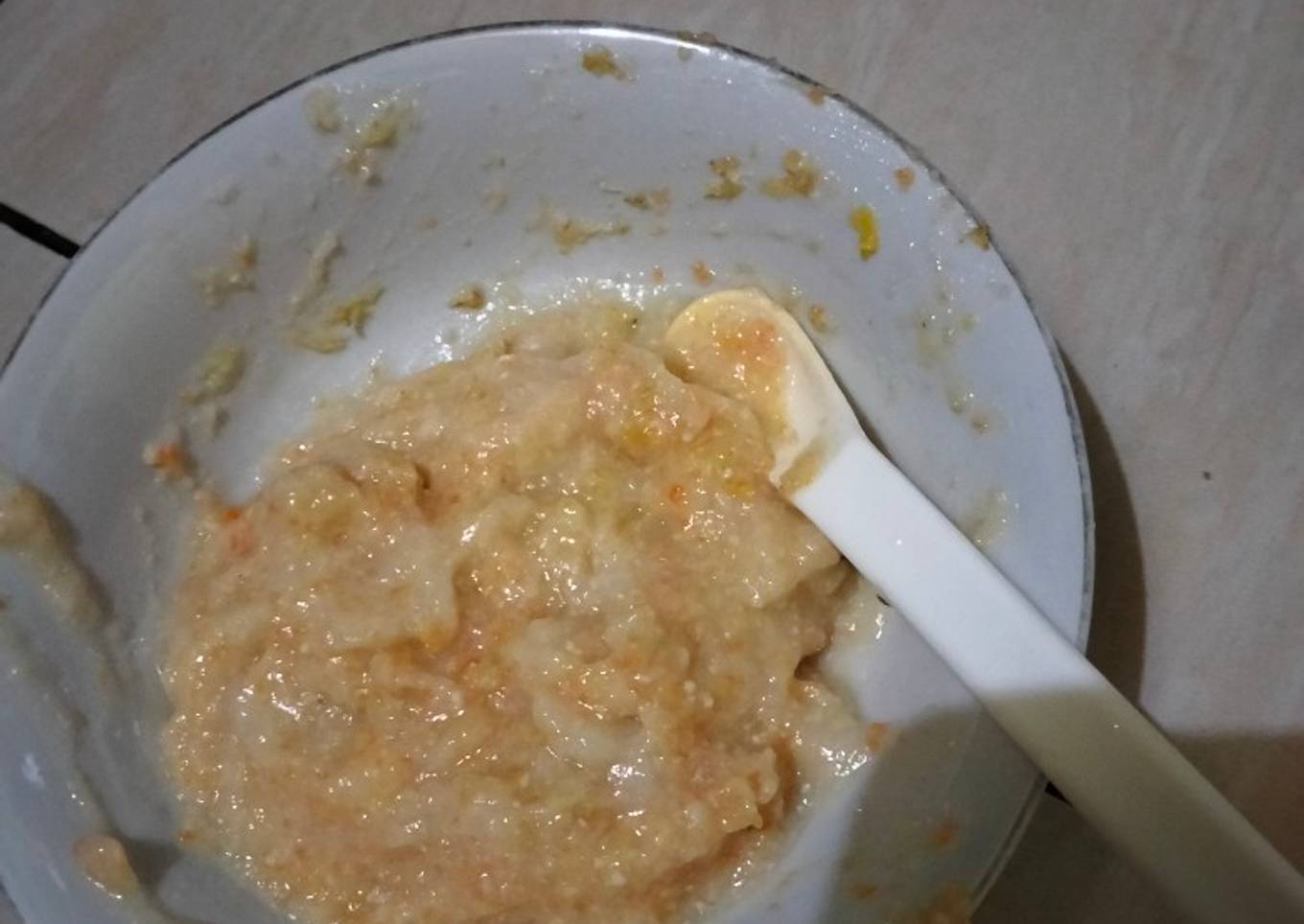 Mpasi bubur bayi jagung,sawi,wortel+tempe