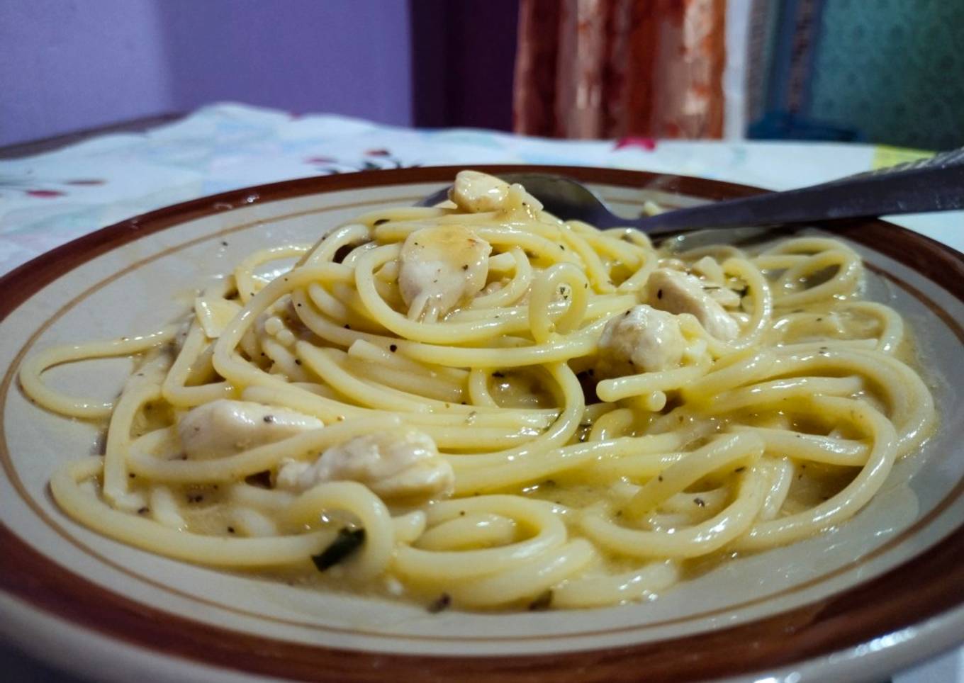 Mushroom spaghetti soup