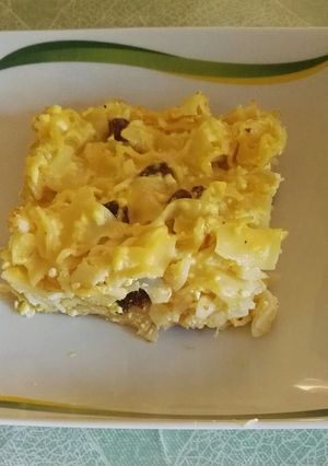 Rakott túrós tészta édesen recept fotója