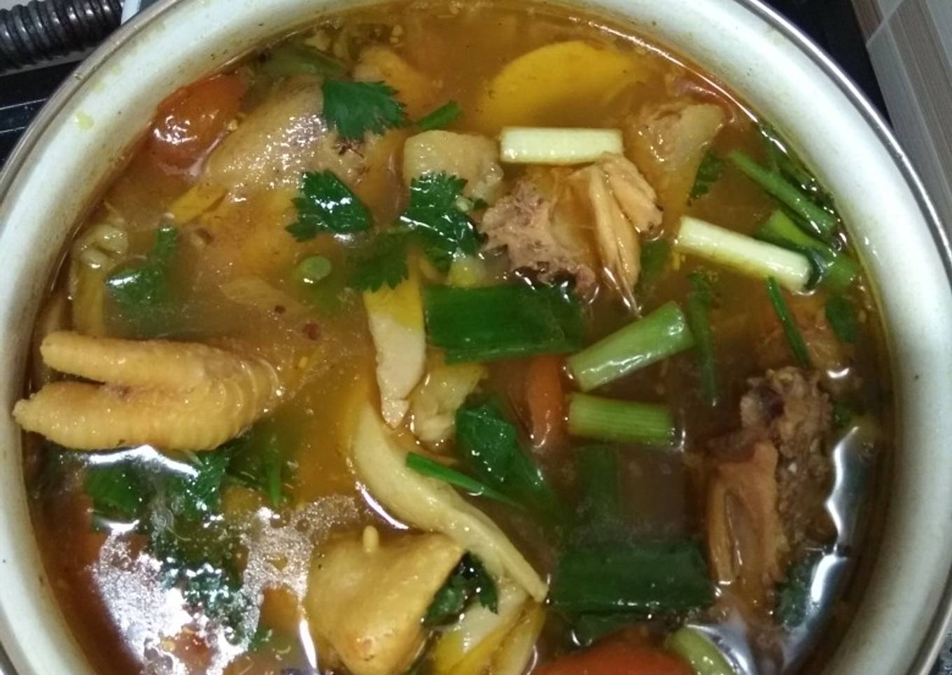 Sop ayam kampung kuah kuning+ jamur tiram👍