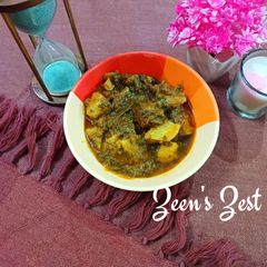 Paalak Aloo Gosht A picture of Paalak Aloo Gosht.