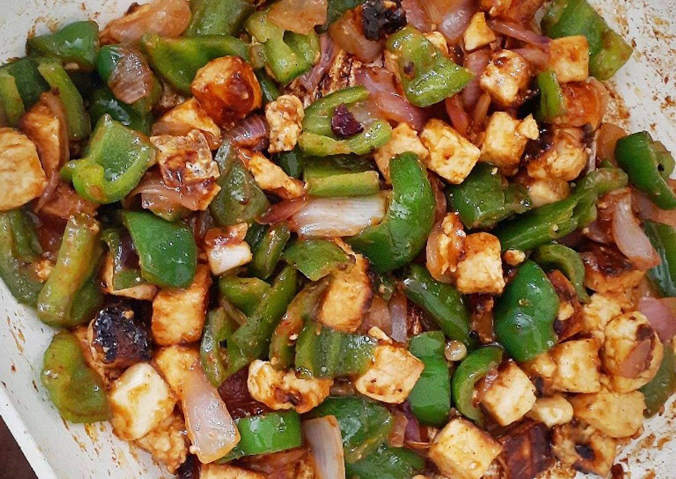 Stir fried Paneer with peppers