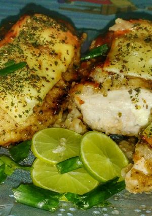 A picture of Cheesy Stuffed Baked Chicken.