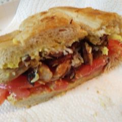 A picture of Leftover Roasted Pork on Cuban Bread.
