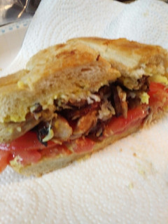 A picture of Leftover Roasted Pork on Cuban Bread.