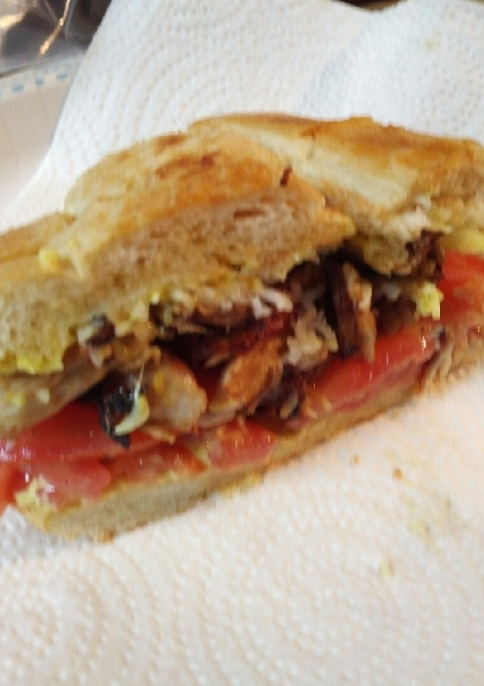 A picture of Leftover Roasted Pork on Cuban Bread.