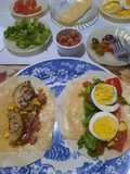 Coloridos sandwichs vegetarianos con rapiditas