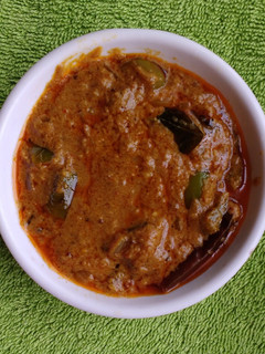 A picture of Capsicum Masala Curry/ Bell pepper in peanut seasme gravy.