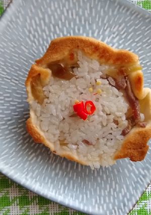 榨菜肉絲飯塔 的食譜成品照片