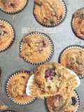 Gluten-free Mixed Berries Oatmeal Muffins (Sukatan Cawan)