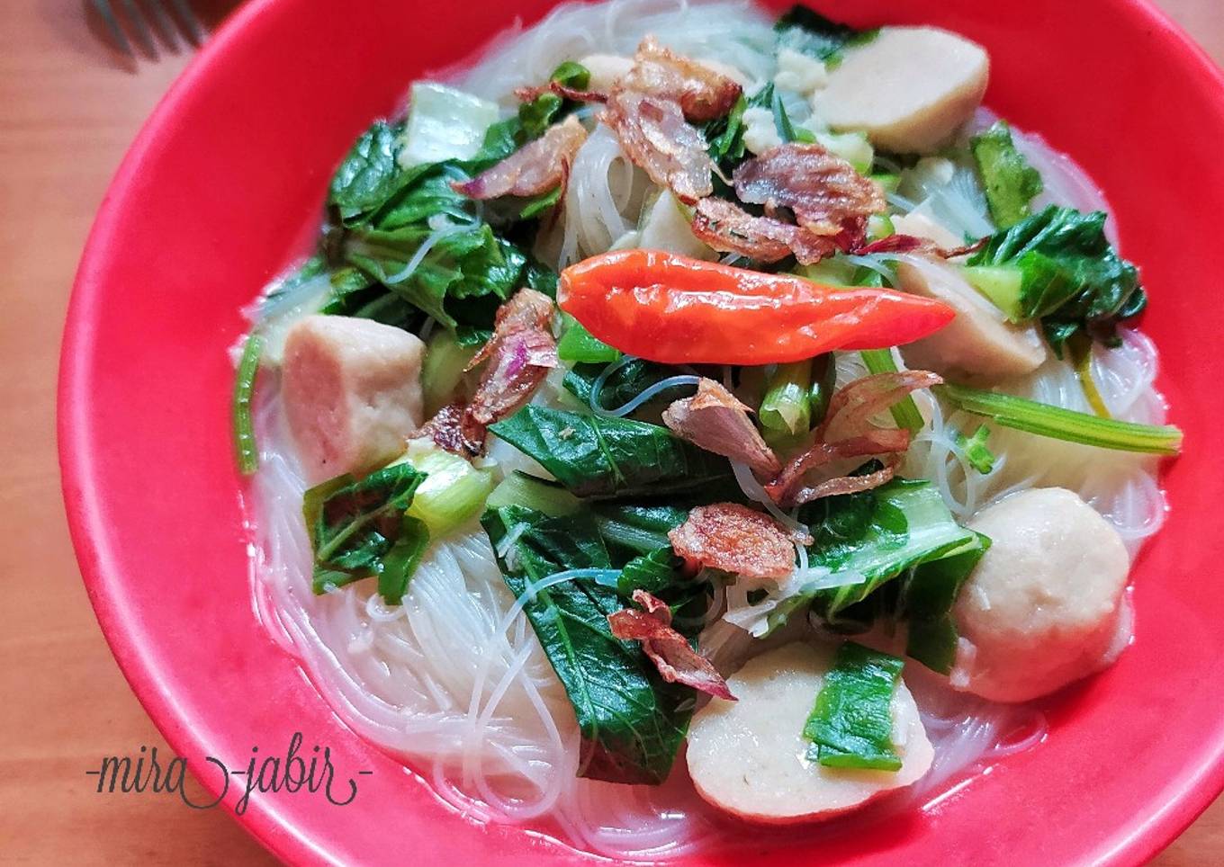 Bihun Bakso Sayuran Berkuah