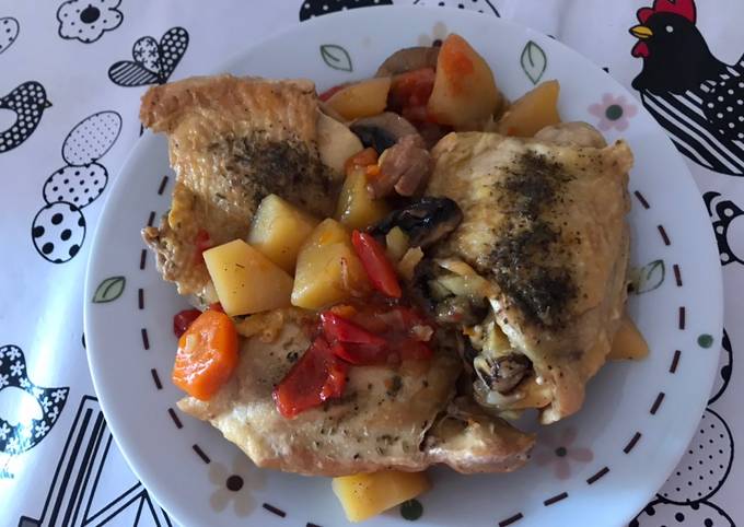 Pollo con verduras en sartén eléctrica Receta de Esmeralda Berenguer C-  Cookpad