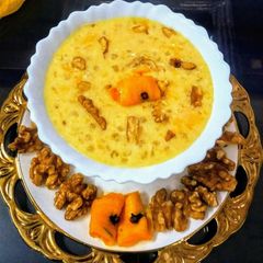 A picture of Mango sago walnut pudding.